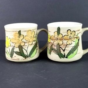 Vintage Stoneware Normandy Floral Mug Set